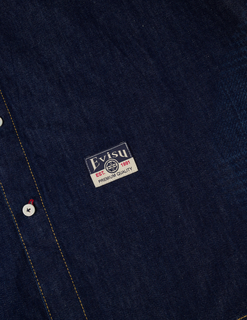 Handbrush Houndstooth Print Relax Fit Denim Shirt 9