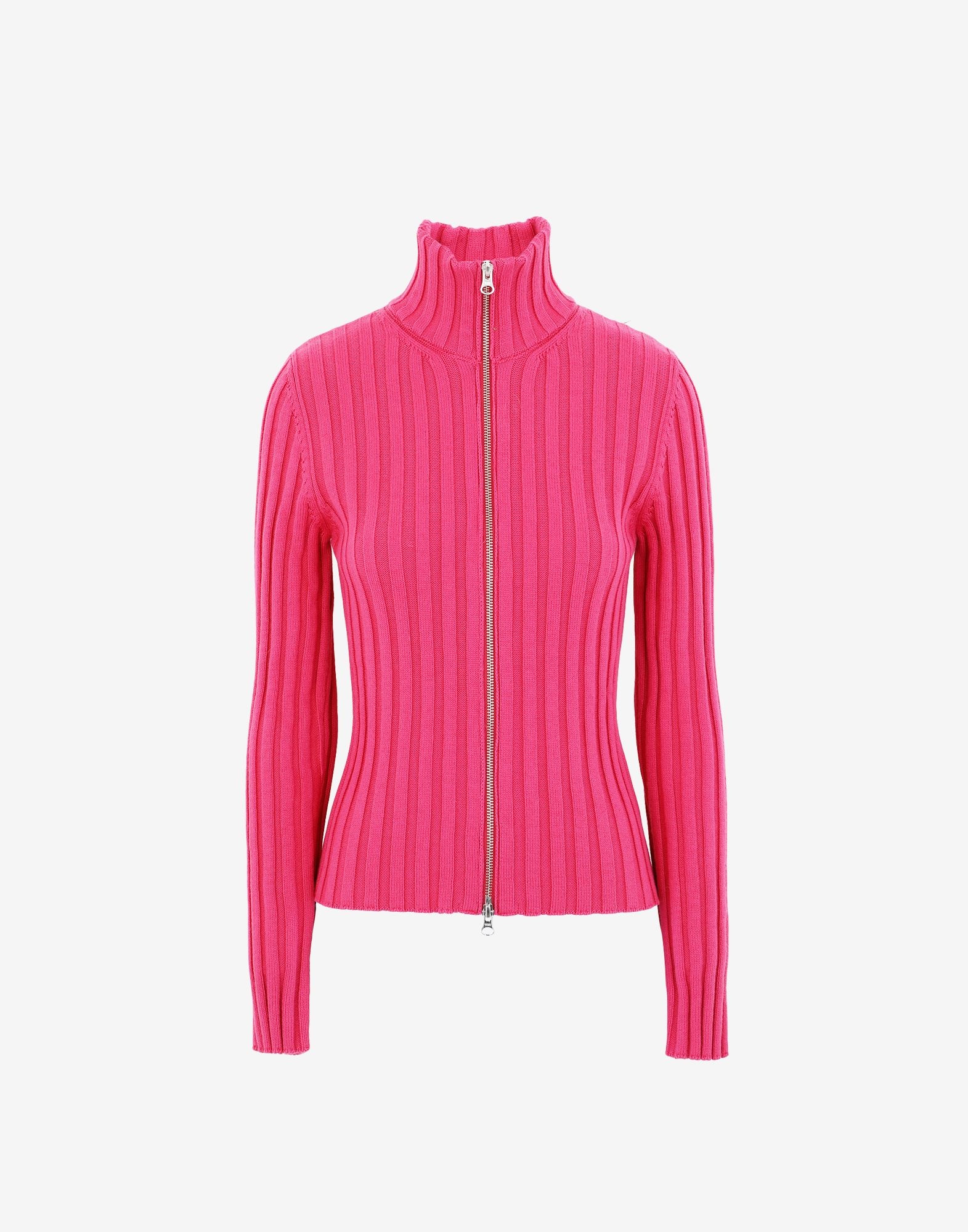 Logo ribbed zip sweater - 1