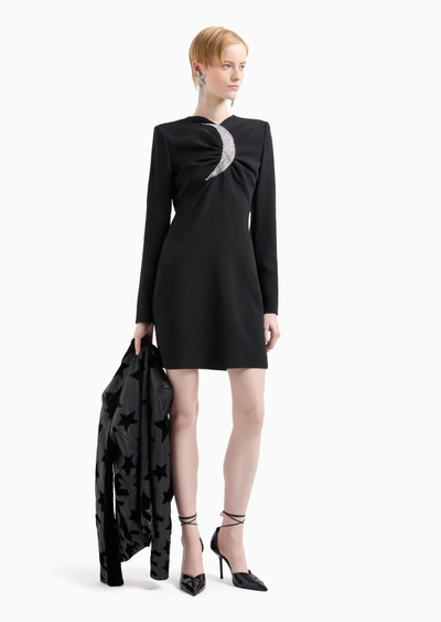 EMPORIO ARMANI Sheath dress with draping and oversized moon with rhinestones outlook