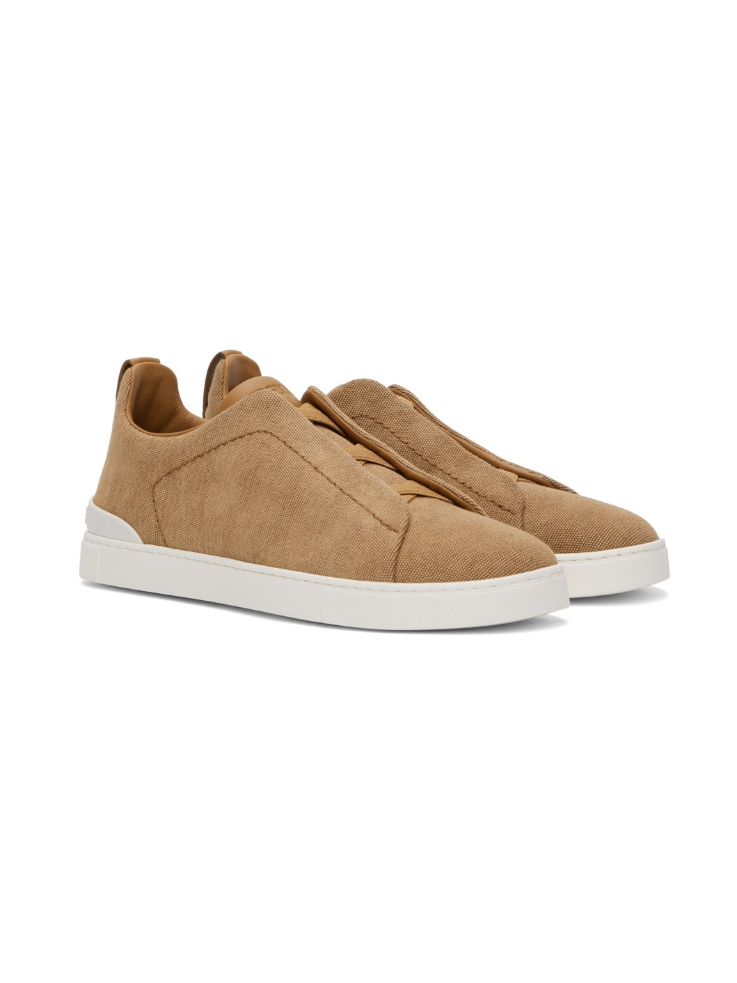 Tan Canvas Triple Stitch Sneakers - 4