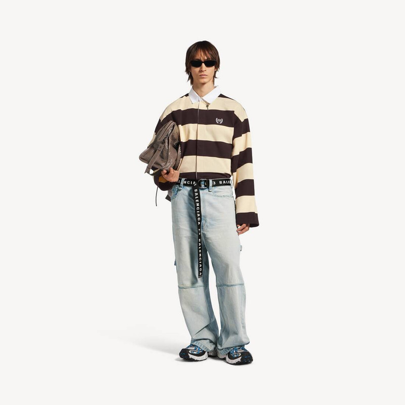 BALENCIAGA Men's Polo Shirt in Dark Brown/beige outlook