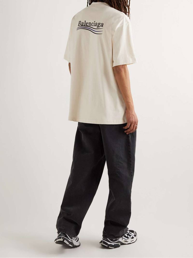 BALENCIAGA Oversized Logo-Embroidered Cotton-Jersey T-Shirt outlook