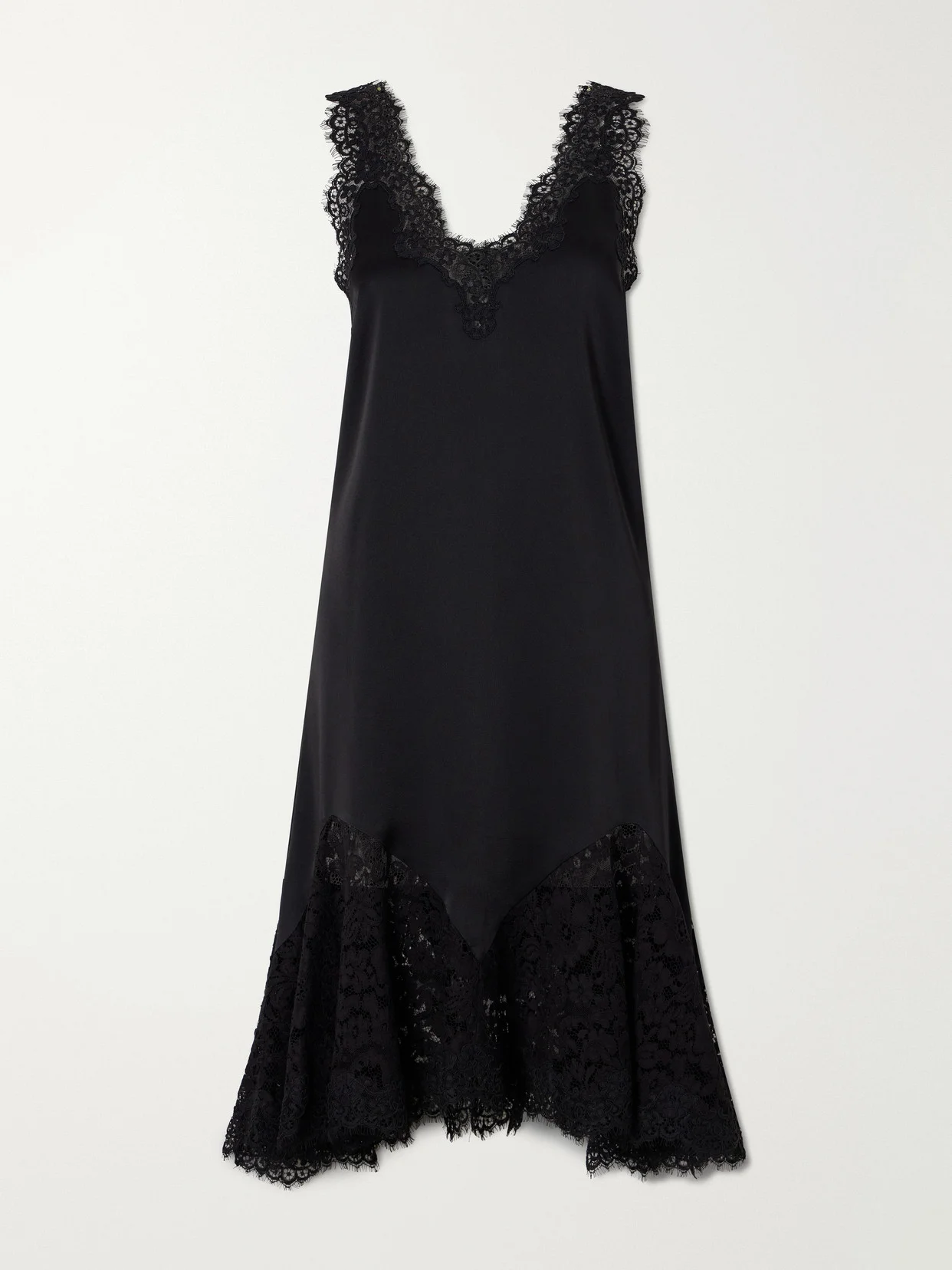 Lace-trimmed Satin Mini Dress - 1