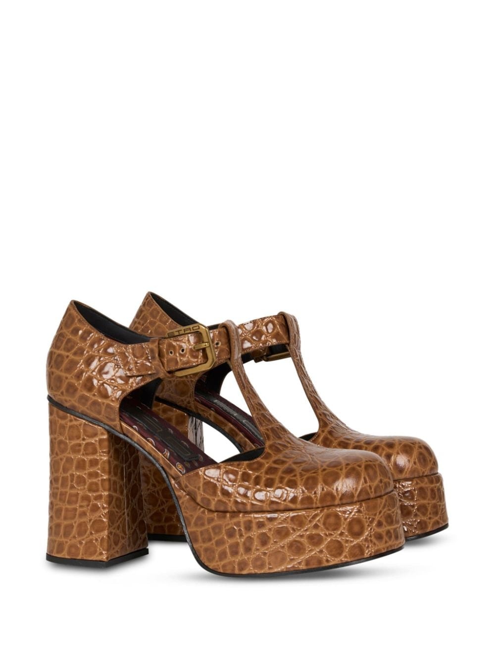 110mm crocodile-embossed platform pumps - 2