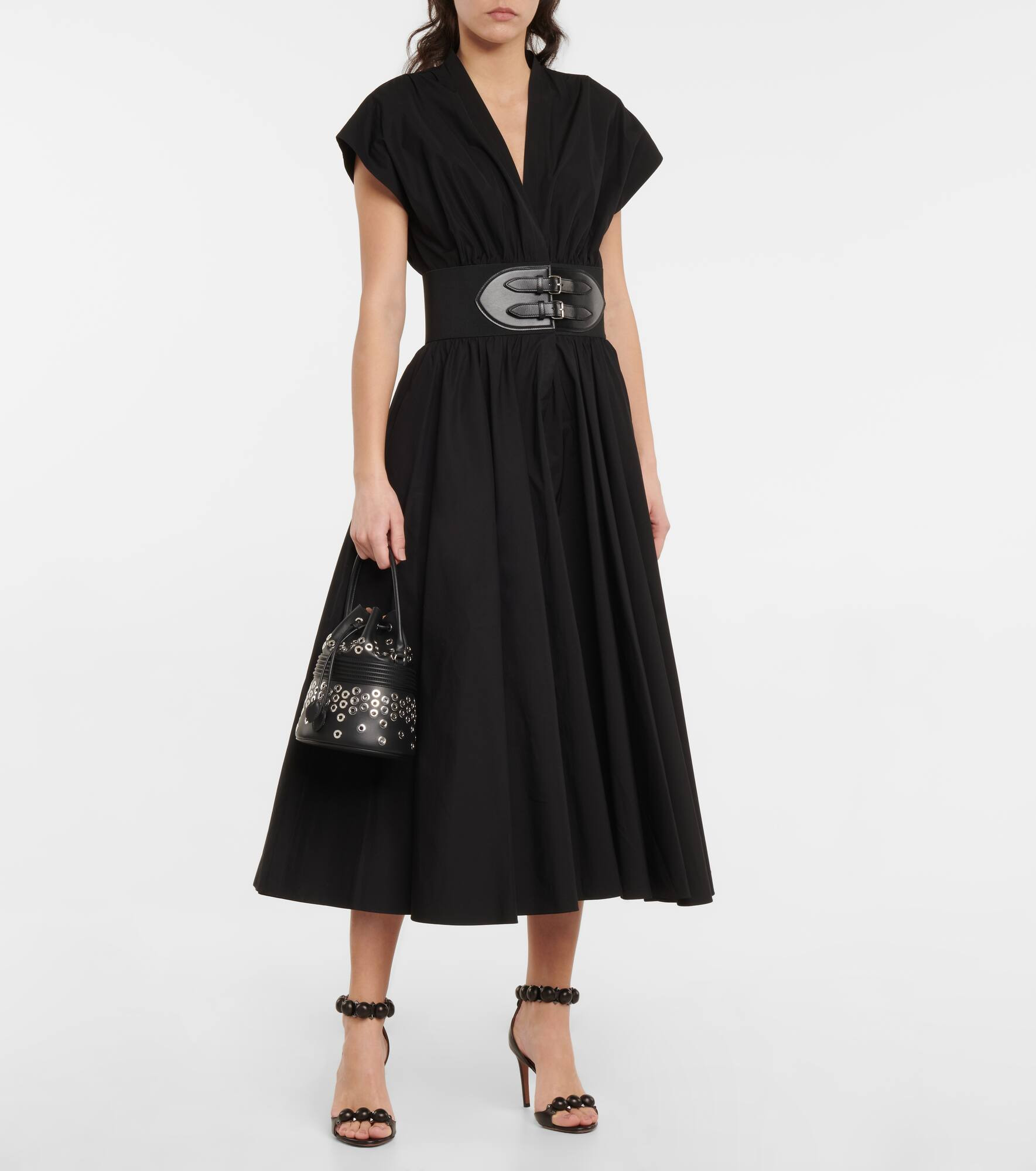 Belted cotton poplin midi dress - 2