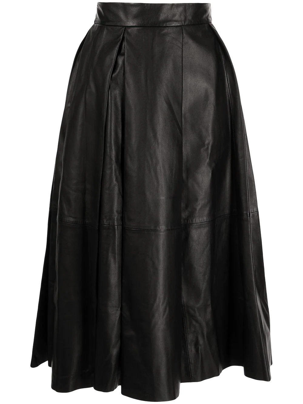 high-waisted leather pleated skirt - 1