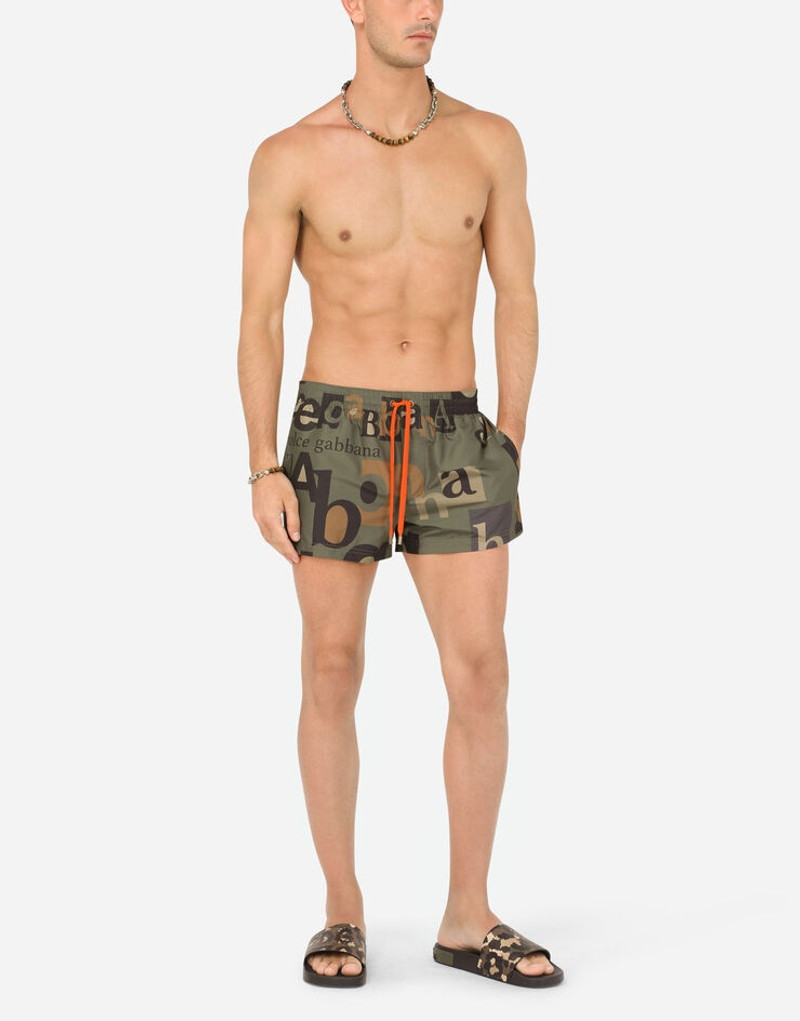 Short swim trunks with all-over logo print 3