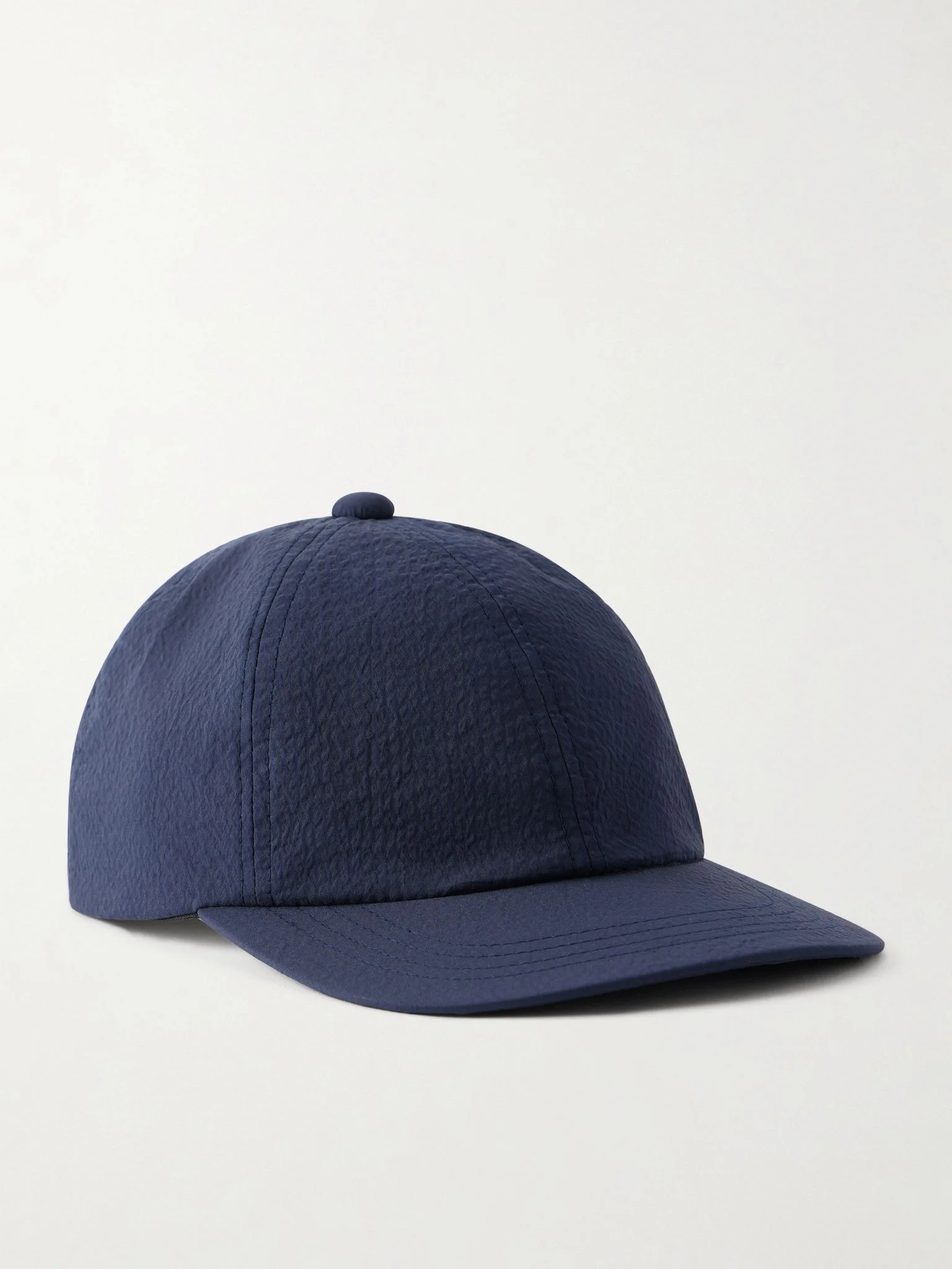 6 Panel Regimental Strap Seersucker Baseball Cap Navy - 1