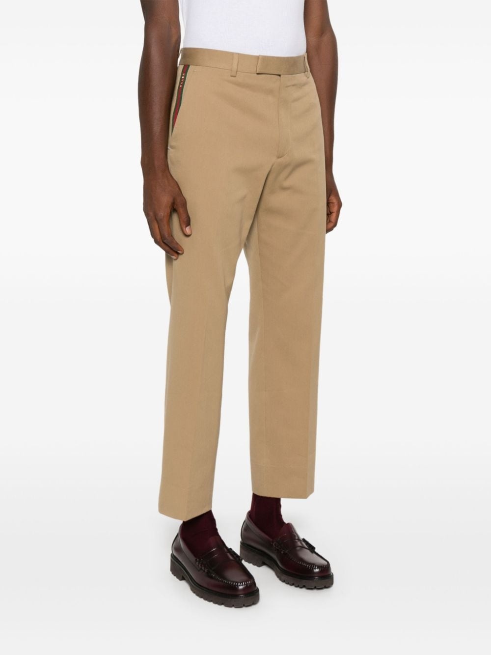 Web-stripe trim tailored trousers - 3