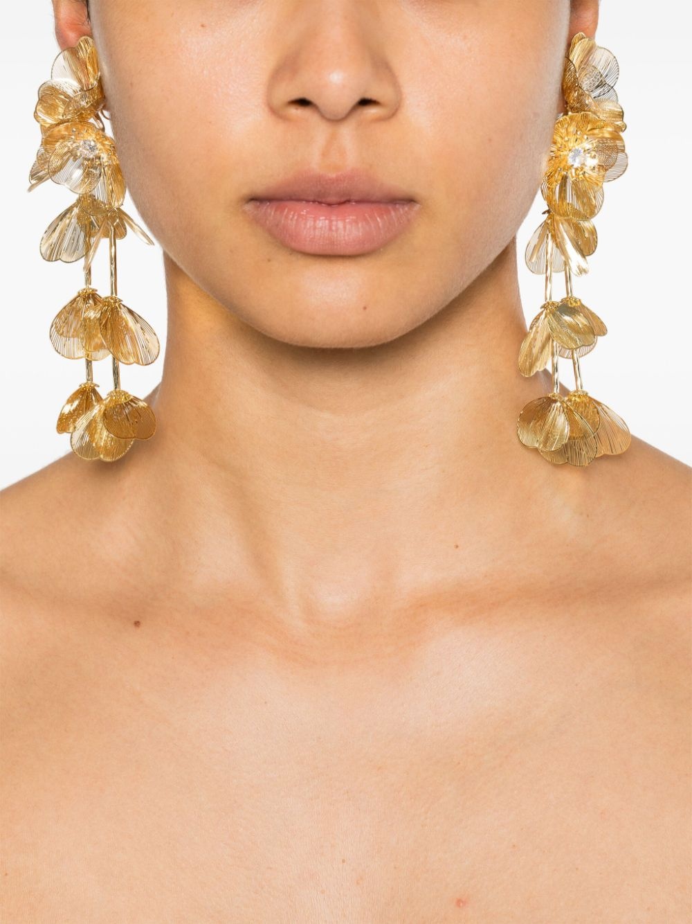 floral-appliquÃ© clip-on earrings - 2
