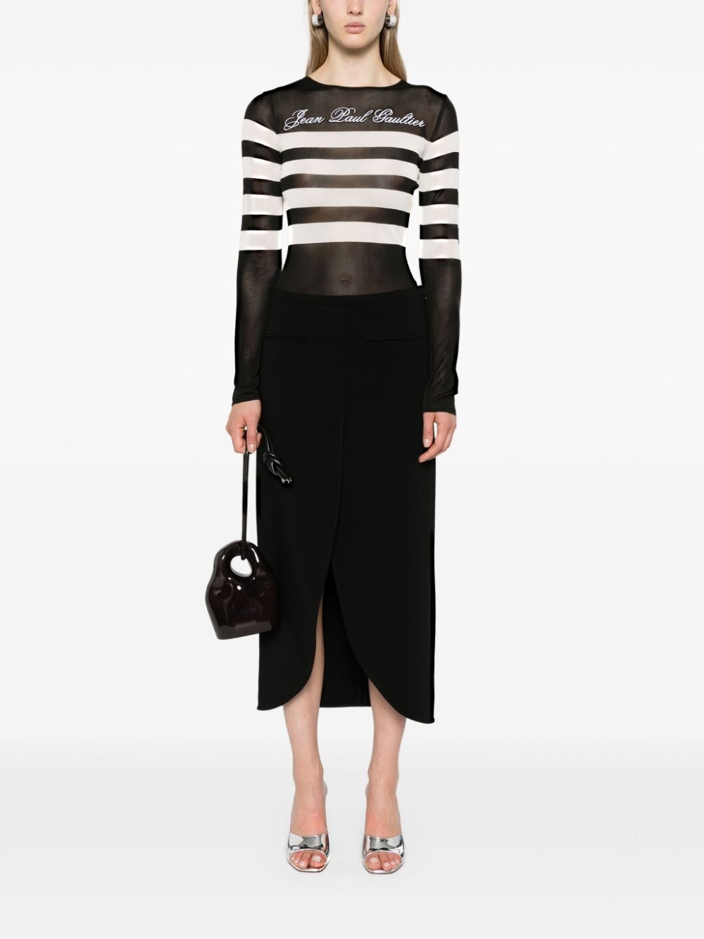 logo-embroidered striped jumper - 2