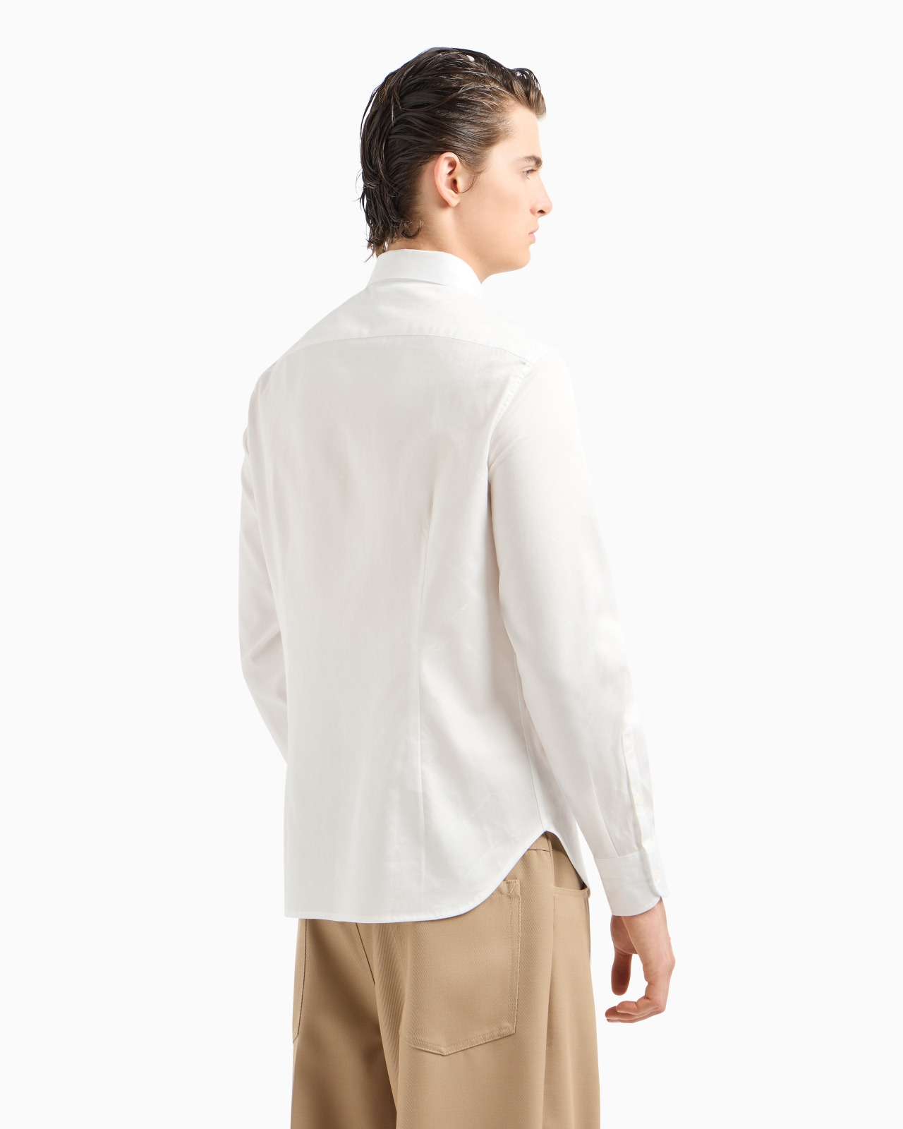 Cotton shirt with all-over jacquard logo lettering - 3