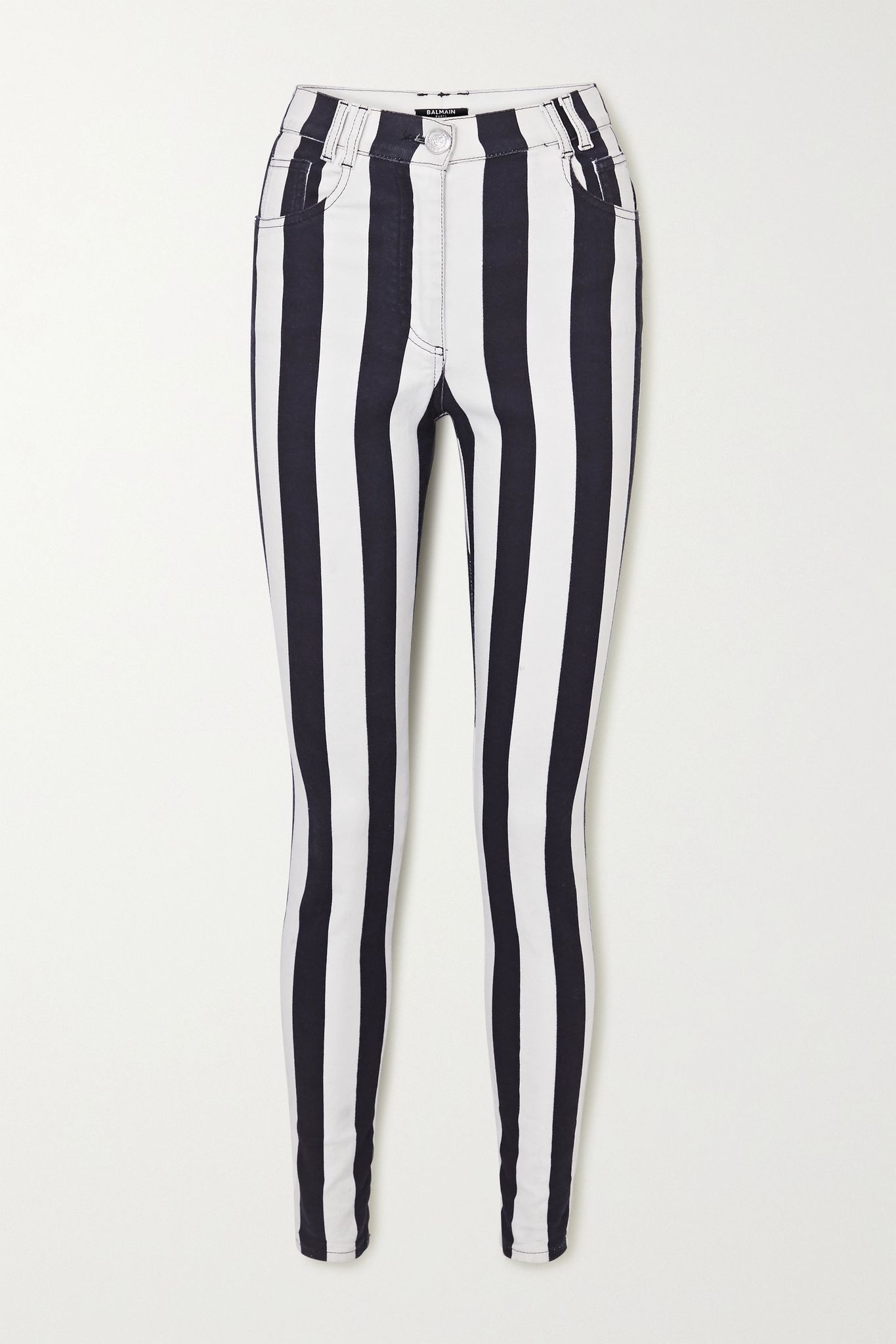 Striped high-rise skinny jeans  - 1