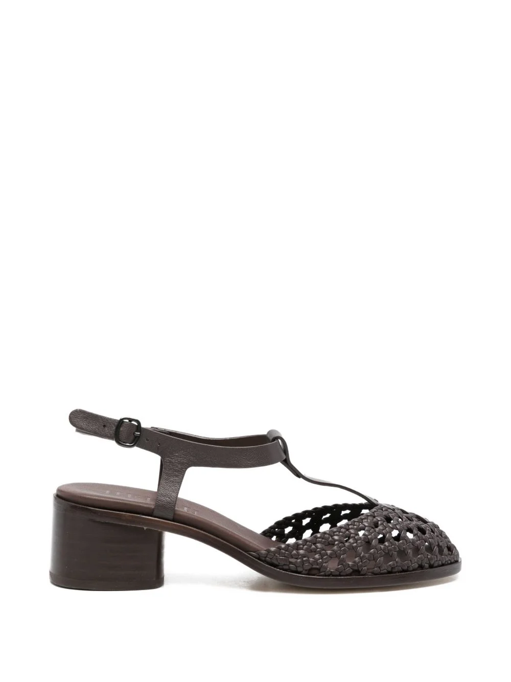 T-strap woven heeled pumps - 1