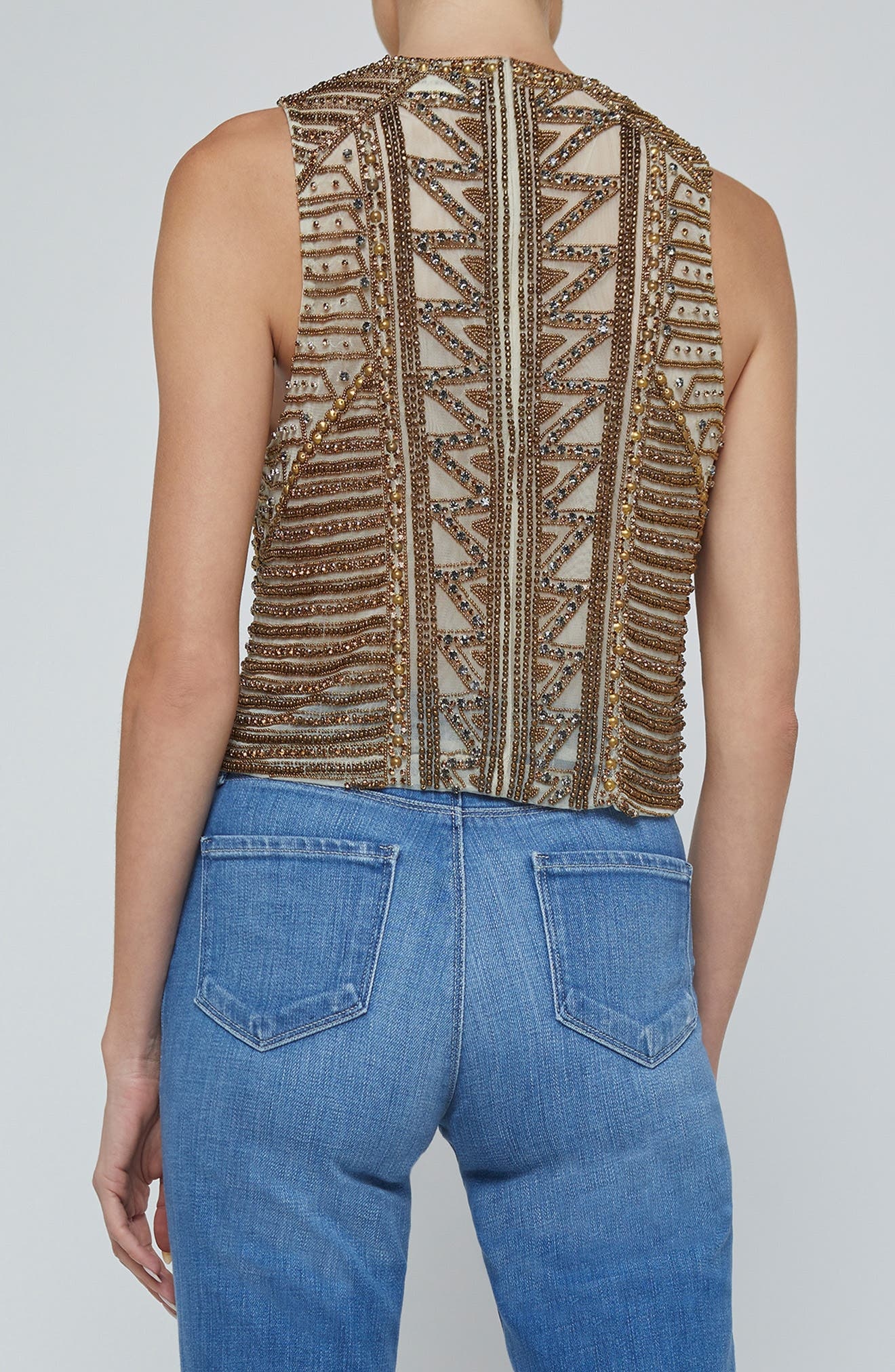 L'AGENCE Kienna Embellished Sleeveless Top in Parchment at Nordstrom - 2