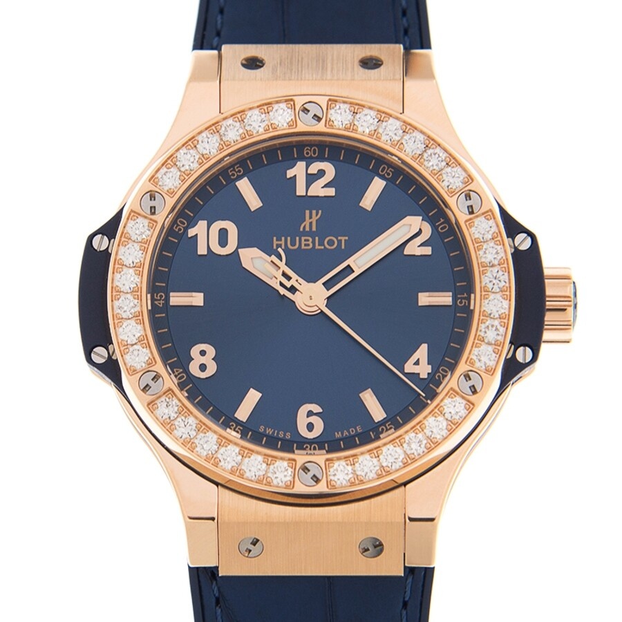 Hublot Big Bang Gold Blue Chronograph Automatic Diamond Ladies Watch 361.PX.7180.LR.1204 - 2