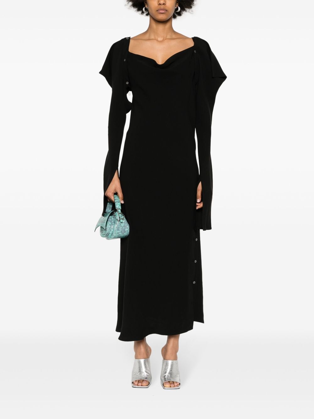 detachable-sleeves silk maxi dress - 2