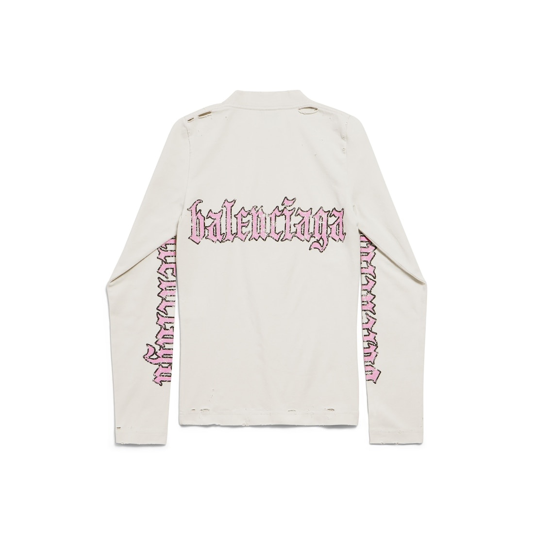 Women's Blackletter Script Fitted Long Sleeve T-shirt in Dirty White - 6