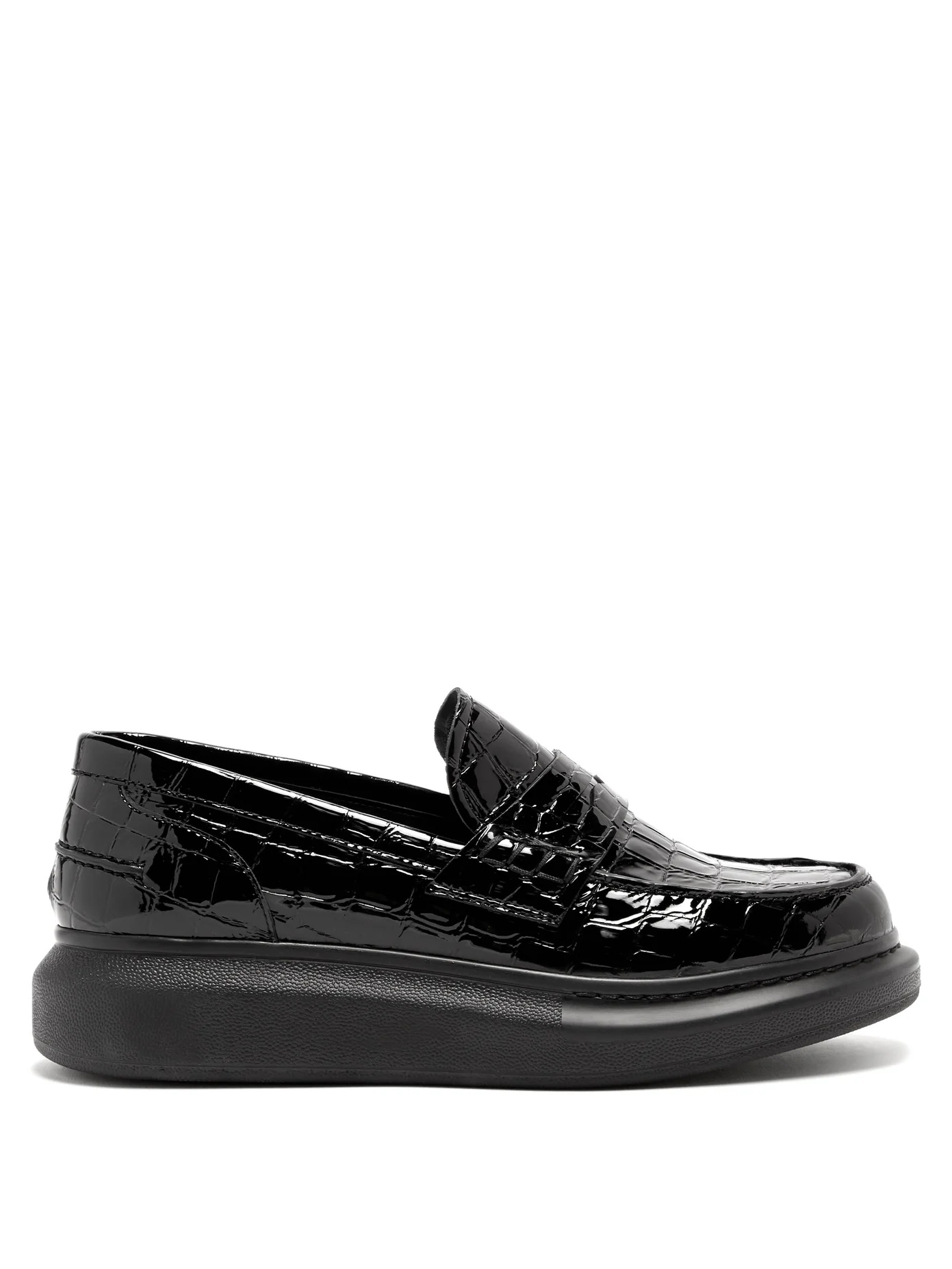 Hybrid flatform crocodile-effect leather loafers - 1