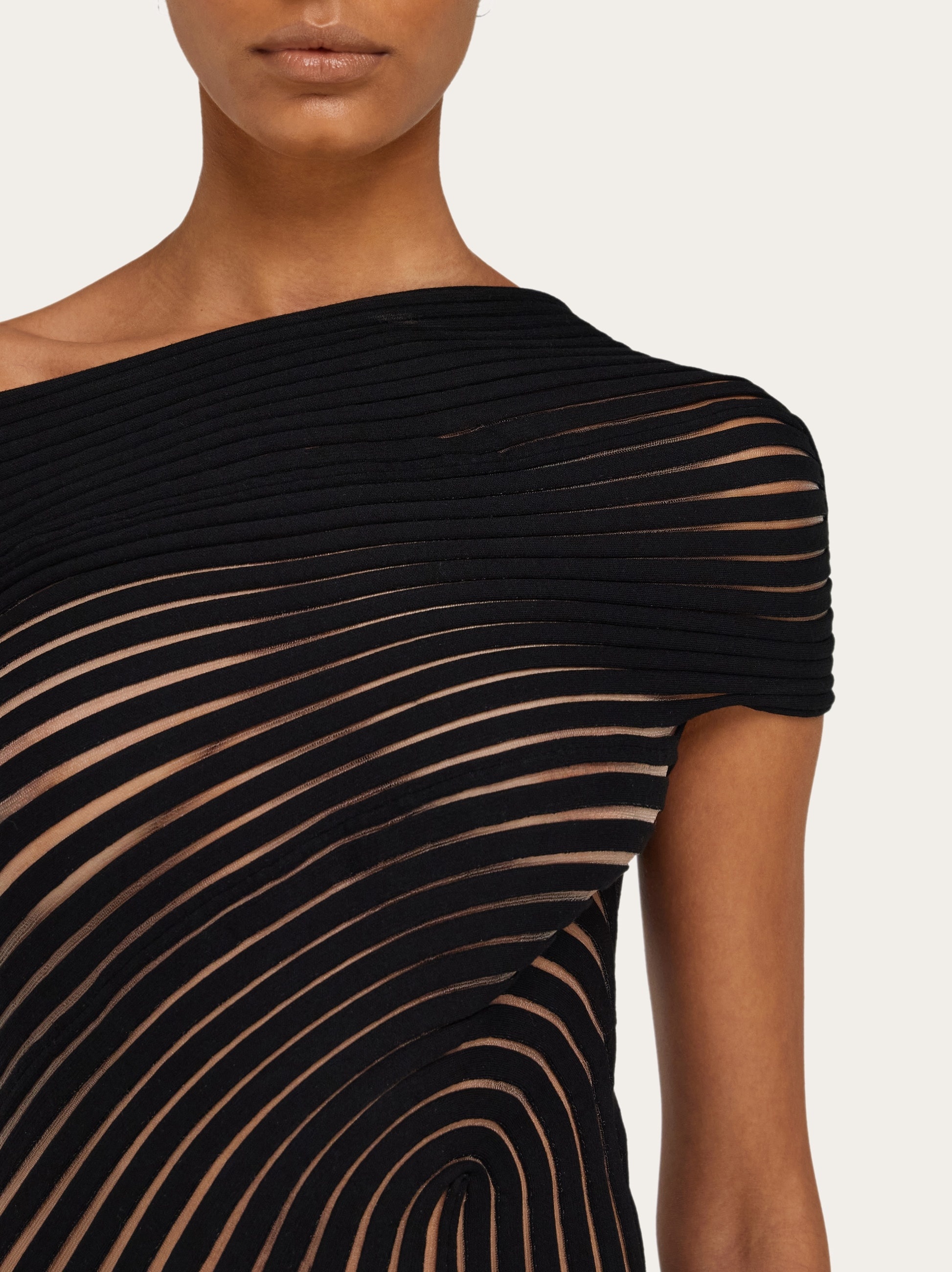 Midi dress with asymmetric drape - 5