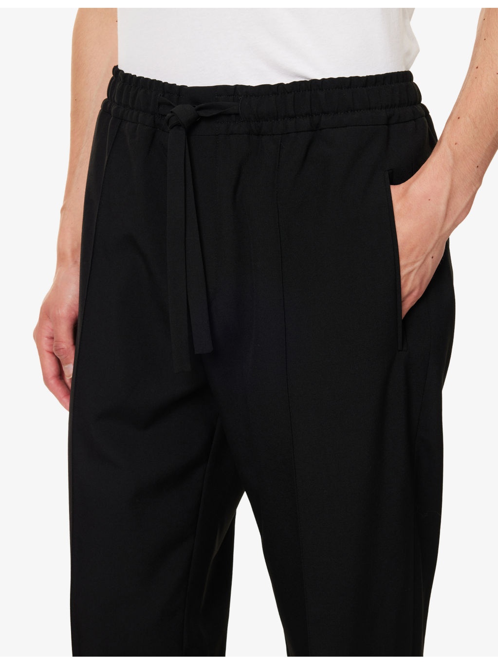 Drawstring Tapered-Leg Wool Trousers - 5