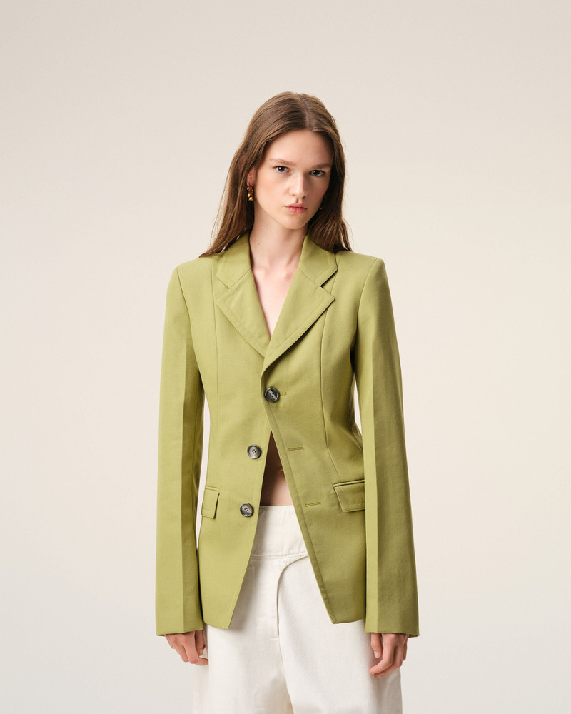 GREEN NEW WOOL SINGLE BREASTED FITTED JACKET 3