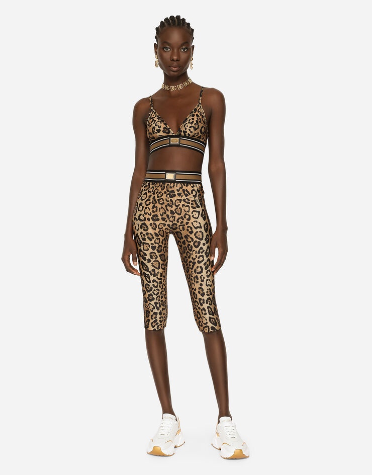 Leopard-print spandex/jersey bralet - 2