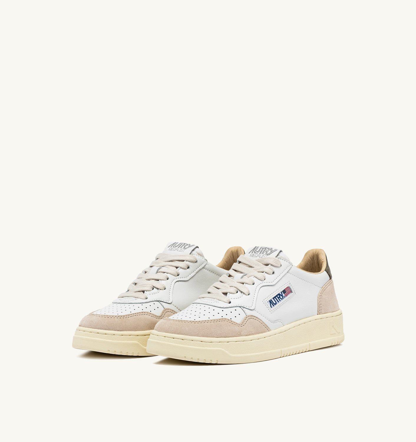 MEDALIST LOW SNEAKERS IN WHITE AND COVERT GREEN LEATHER SUEDE - 2