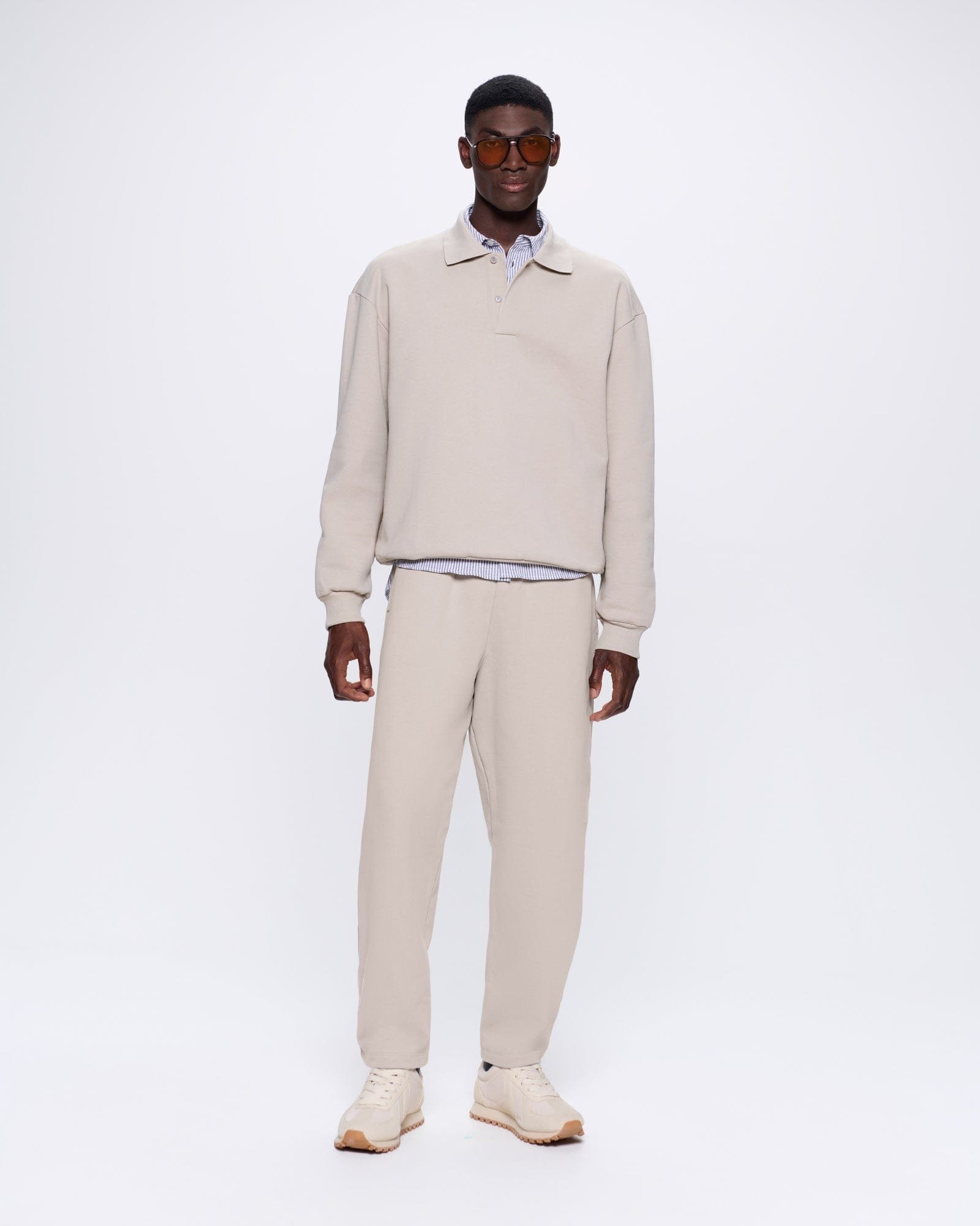 Mens DNA Heavyweight Polo Sweatshirt - Stone - 2