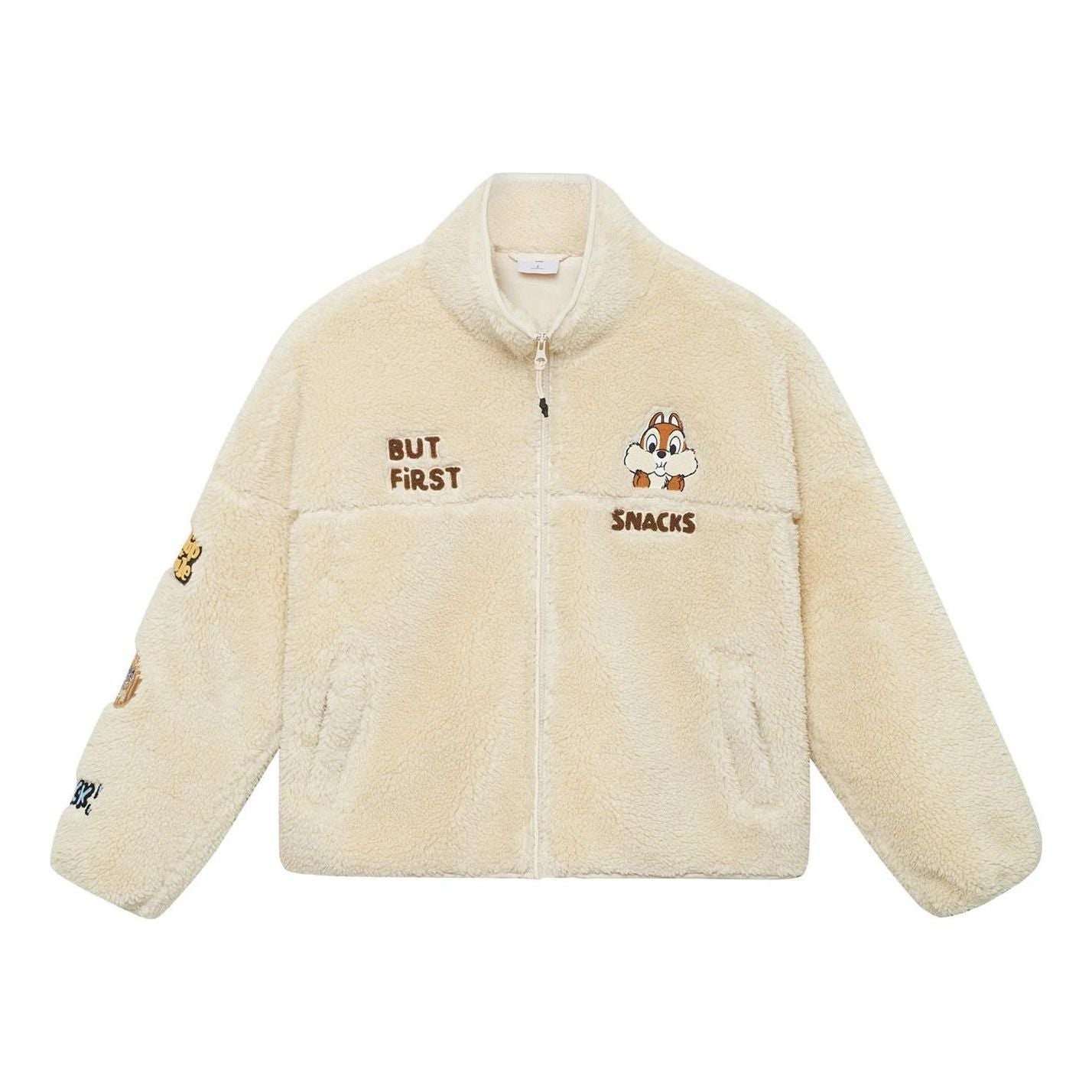 (WMNS) Li-Ning x Disney Chip 'n Dale Graphic Polar Fleece Jacket 'Creamy White' AFDSC92-1 - 1