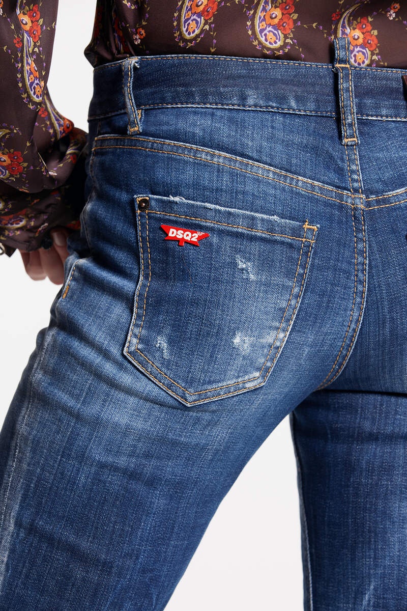 DARK RIPPED WASH MEDIUM WAIST FLARE JEAN - 5