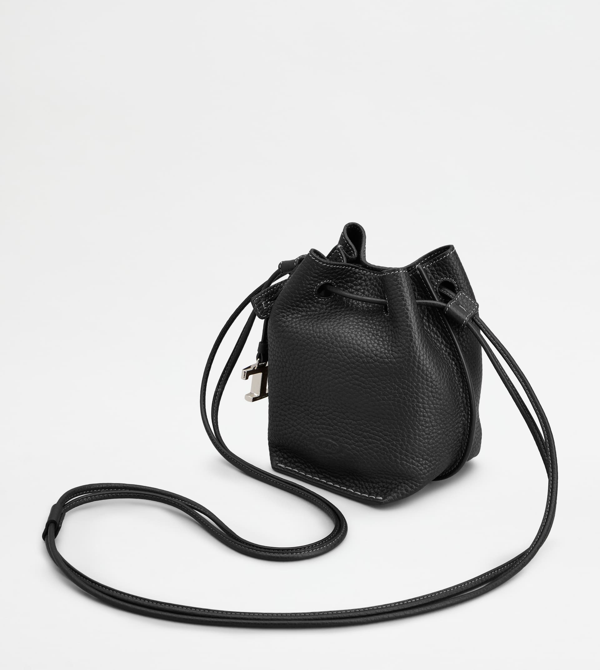 BUCKET BAG IN LEATHER MICRO - BLACK - 6