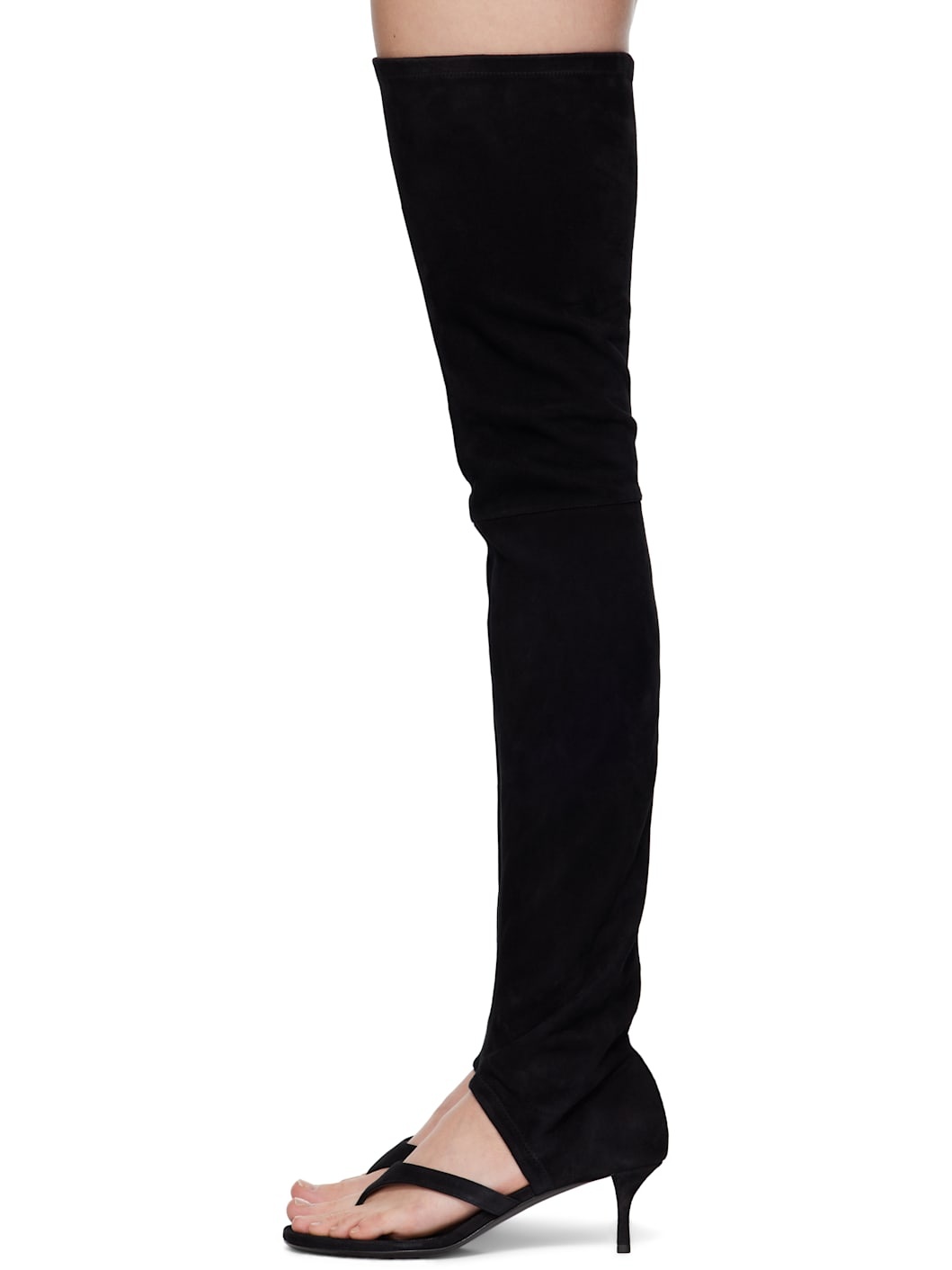 Black Stretch Suede 55 Tall Boots - 3