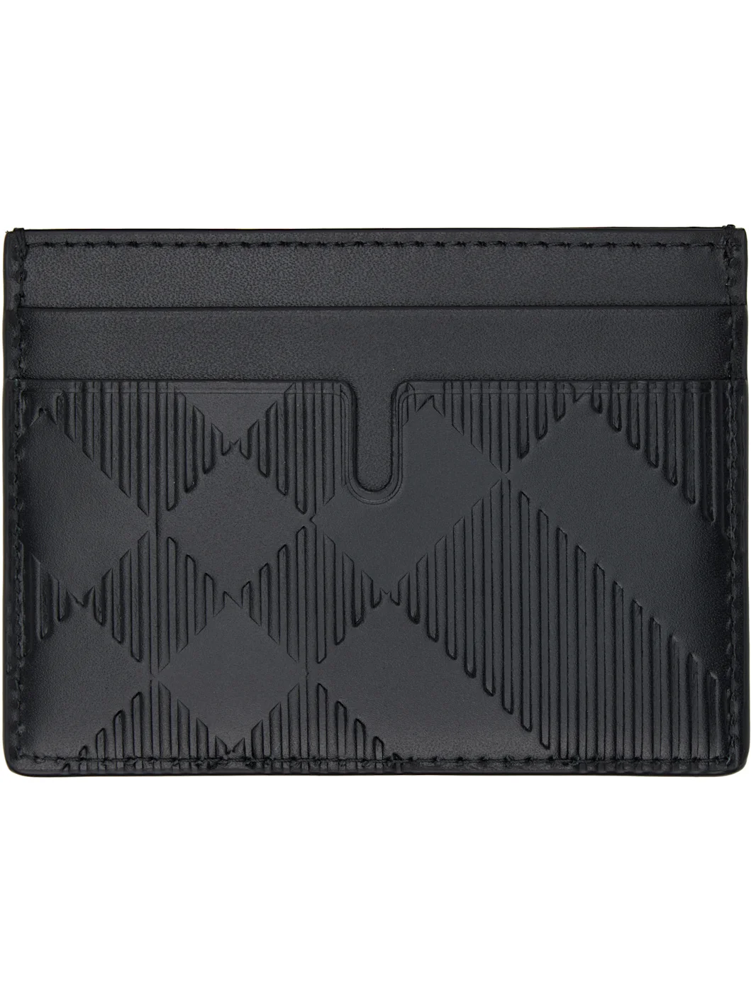 Black Embossed Check Card Holder - 1