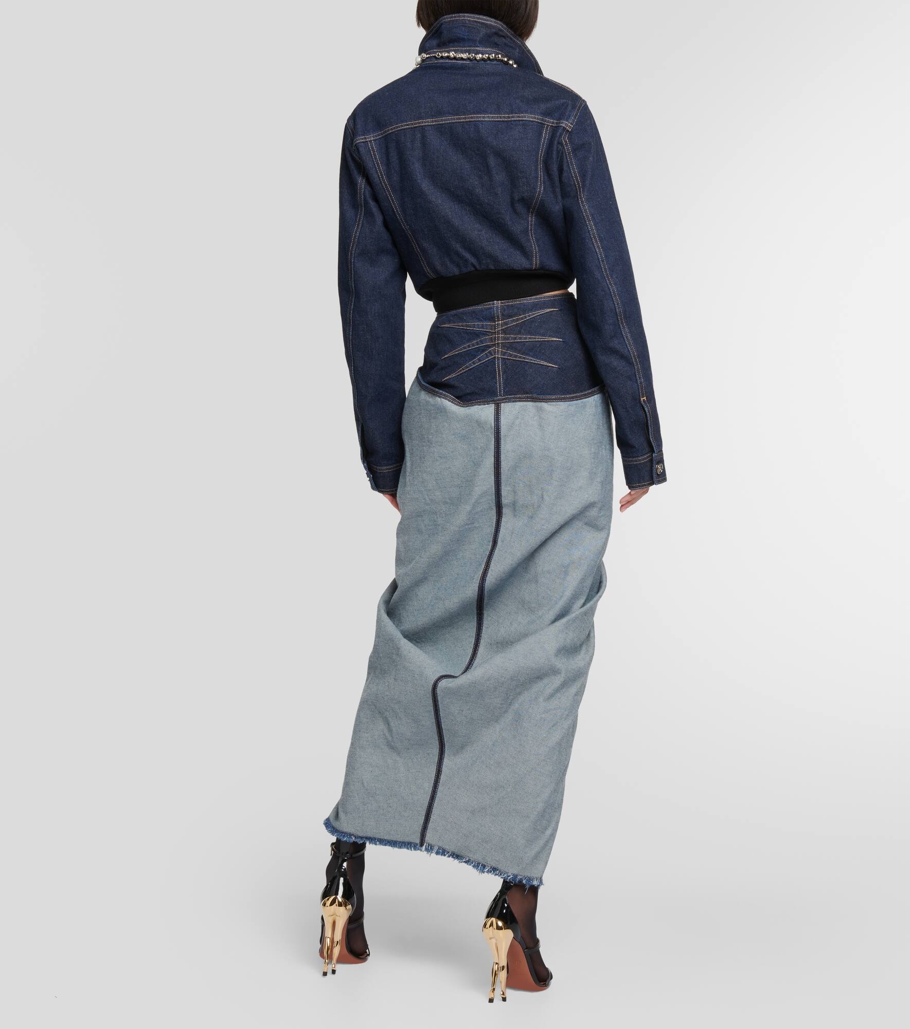 Draped denim maxi skirt - 3