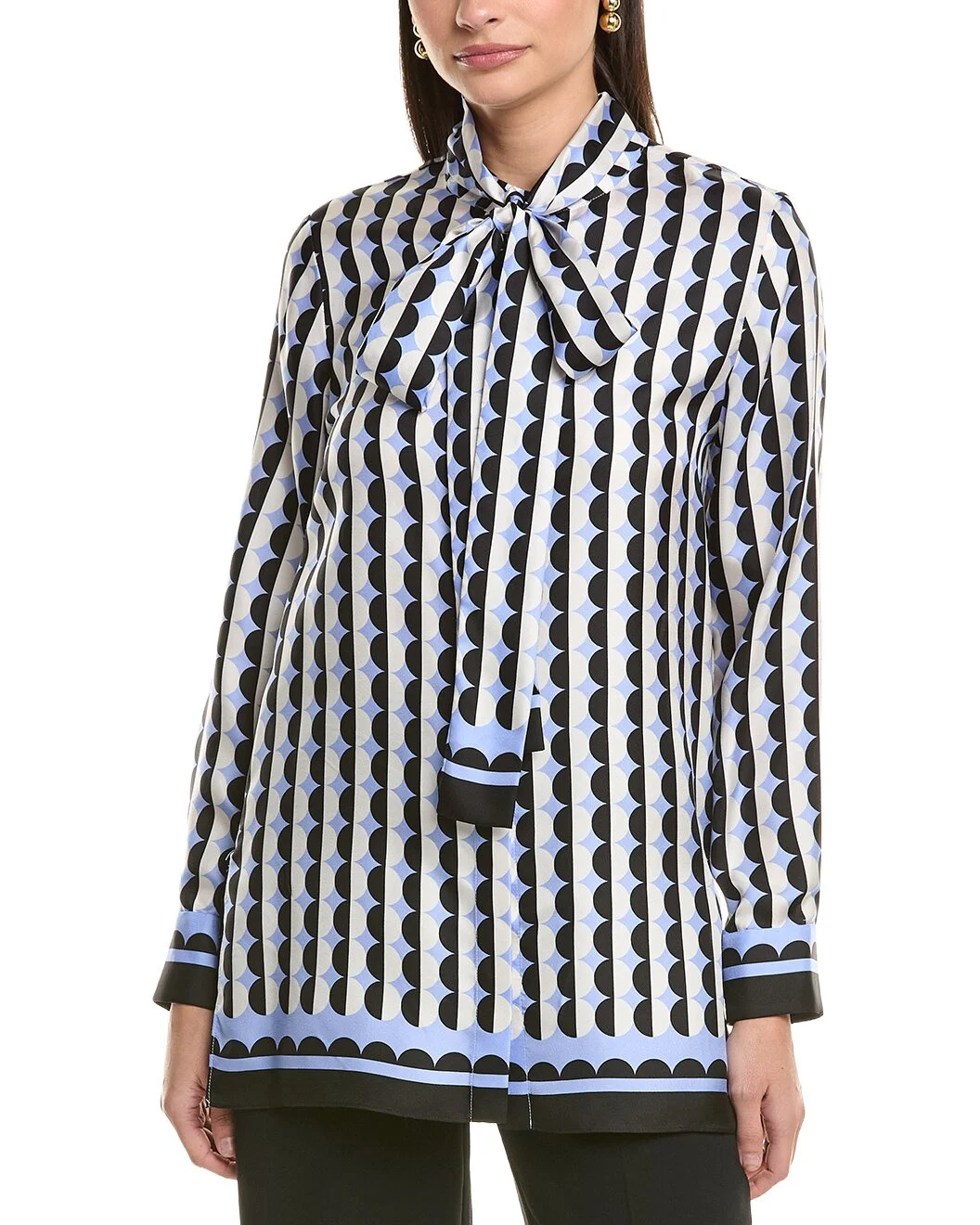 Oscar de la Renta Mini Geo Silk Blouse - 1