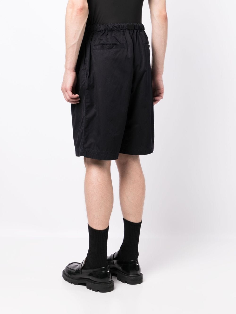 pleat-detail cotton shorts - 4