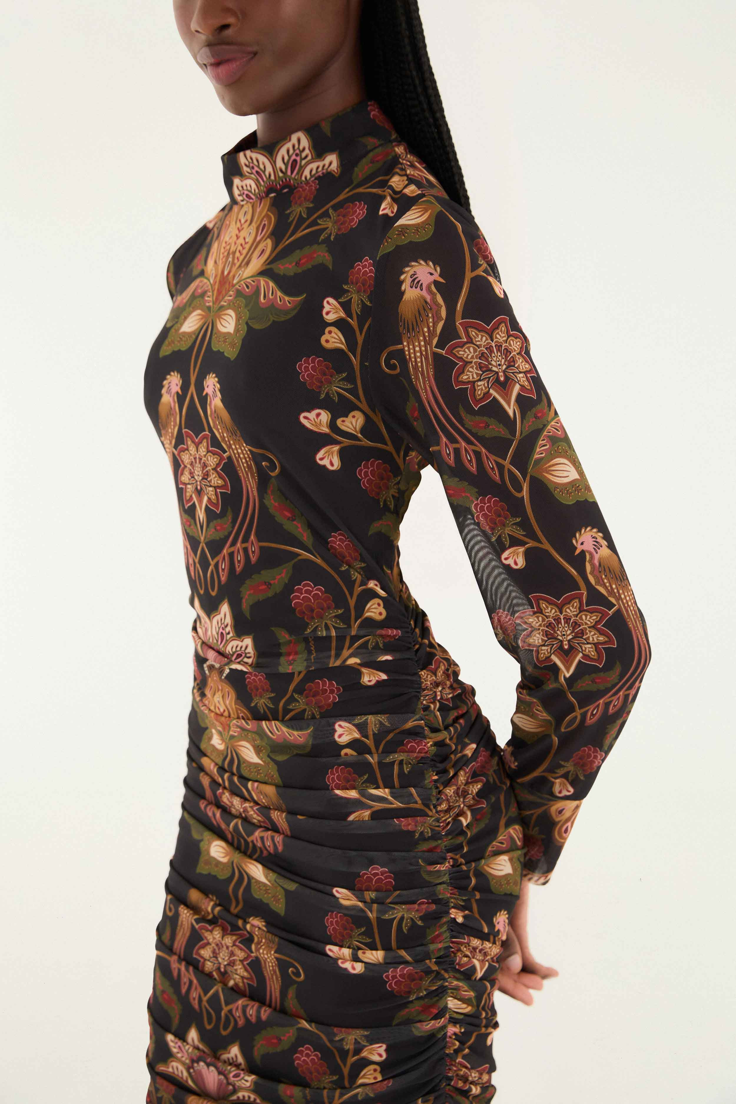 Black Berry Garden Tulle Midi Dress - 3