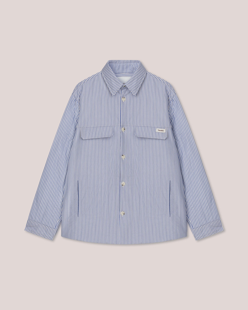 SAVION - Quilted long-sleeve shirt - Blue stripes 1