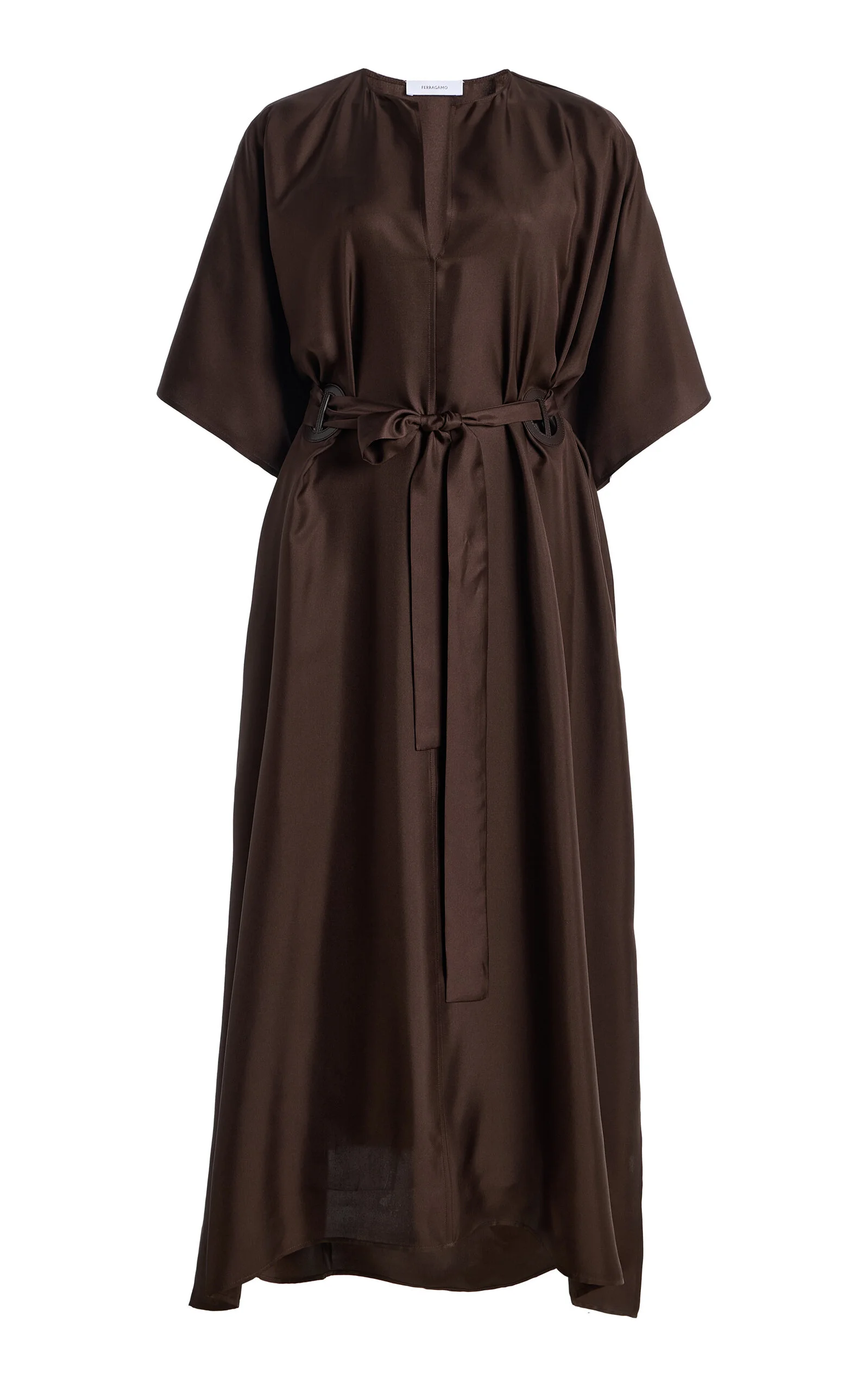 Belted Silk Midi Dress - 1