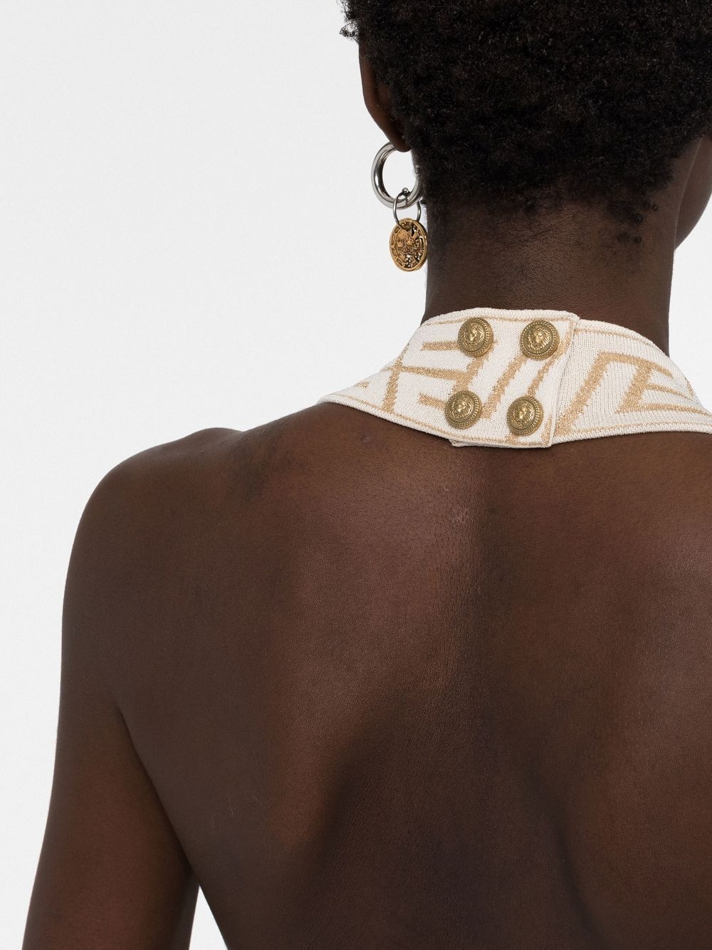 logo-jacquard halterneck dress - 3