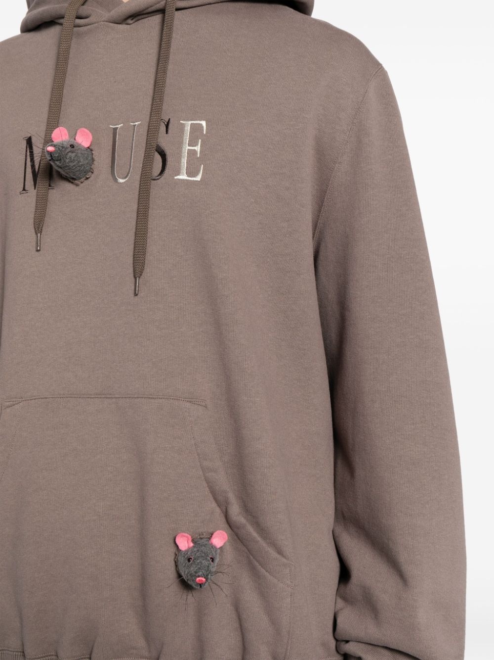 embroidered-motif cotton hoodie - 5