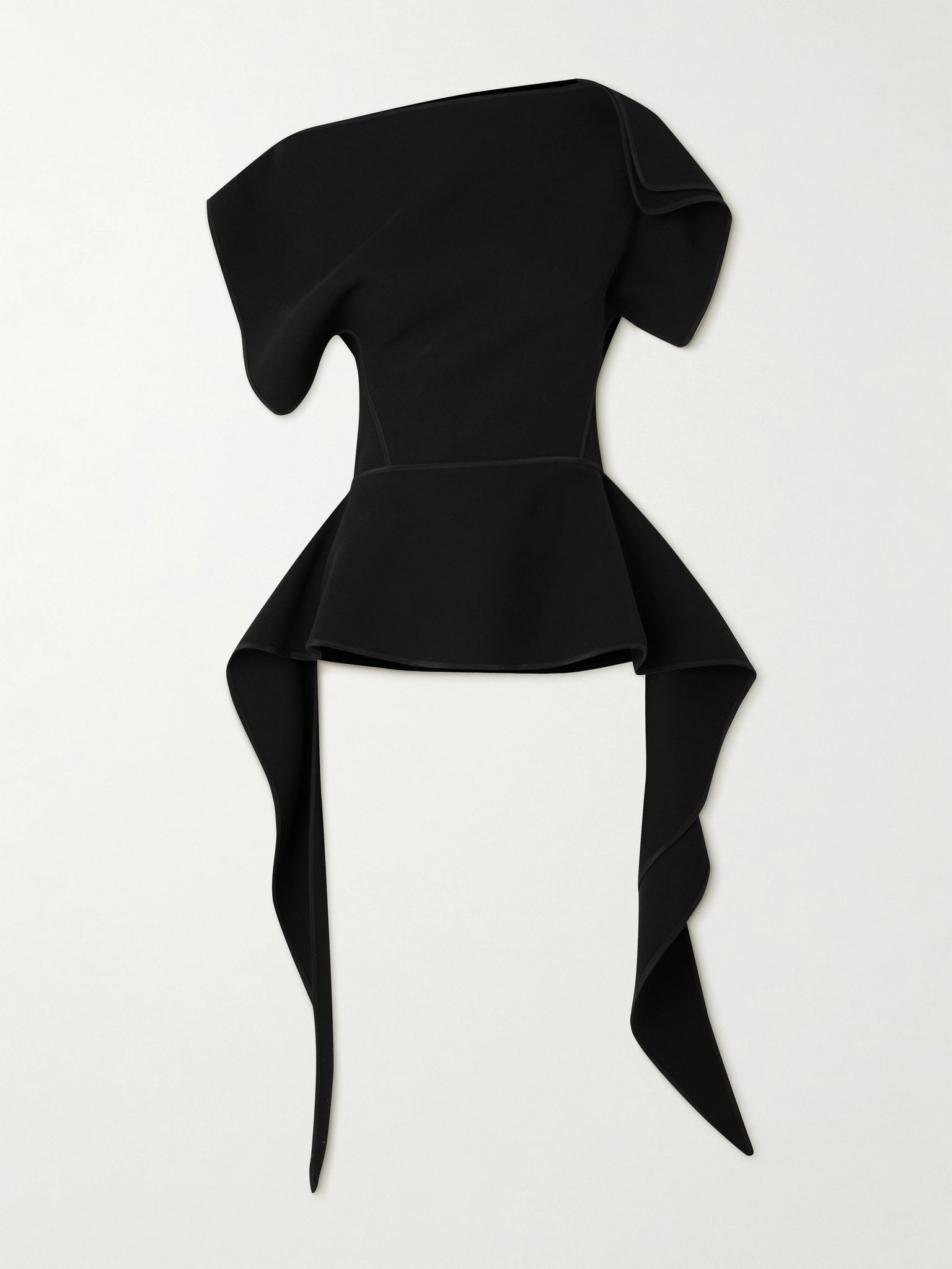 Resolute asymmetric ruffled crepe peplum top Black - 1