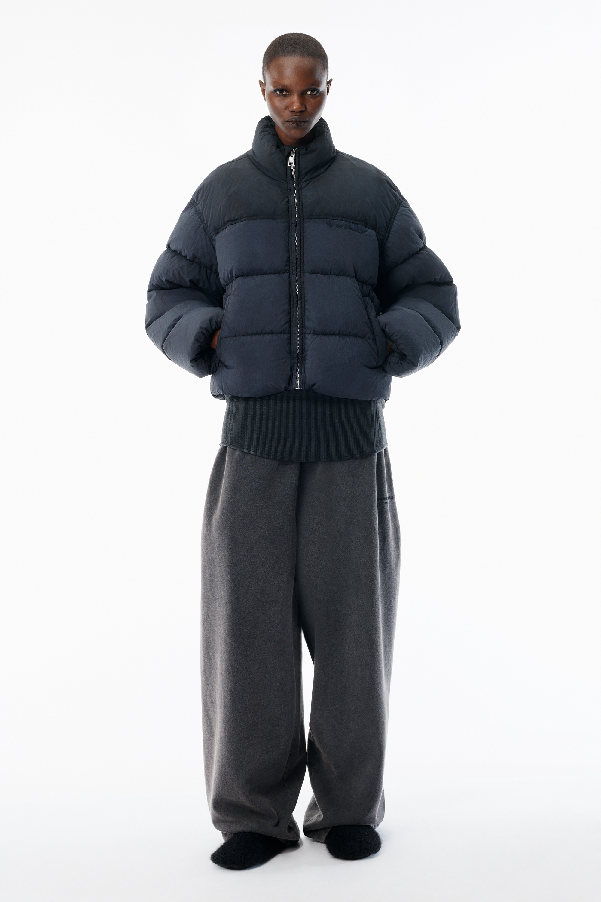 Graphite Matte Nylon Puffer Jacket - 2
