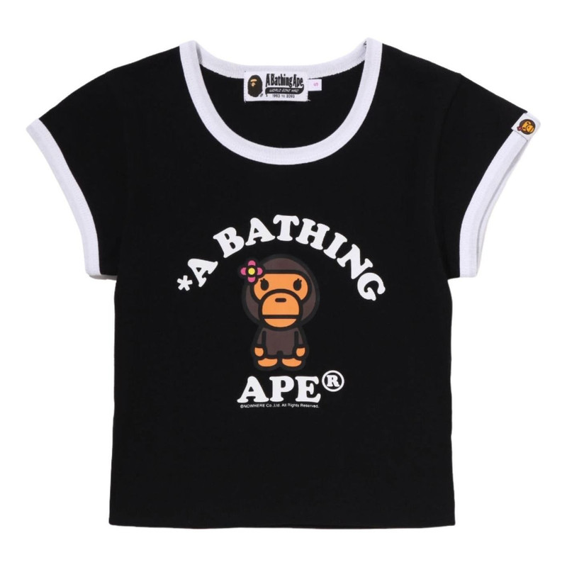 (WMNS) A Bathing Ape Baby Lisa College Cropped T-Shirt 'Black' 2M20-209-301-BLK 1