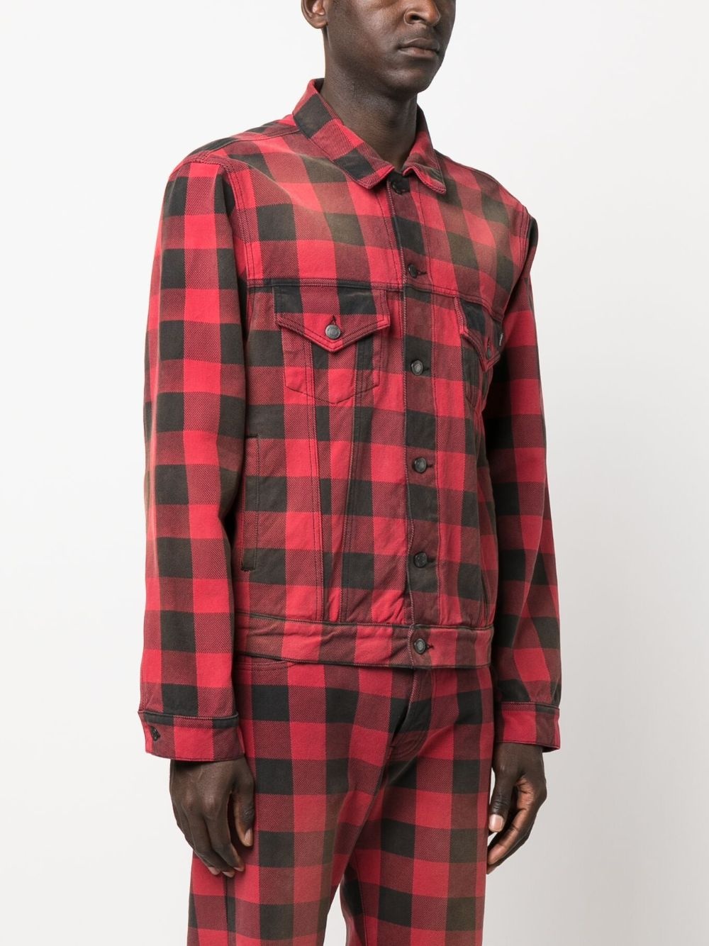 check-pattern cotton shirt jacket - 3