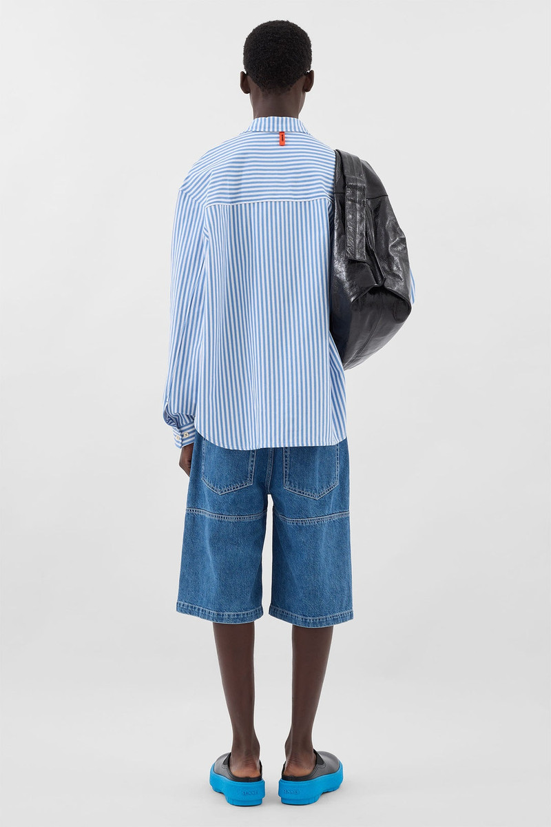 OVER SHIRT / azure & optical white stripes 5