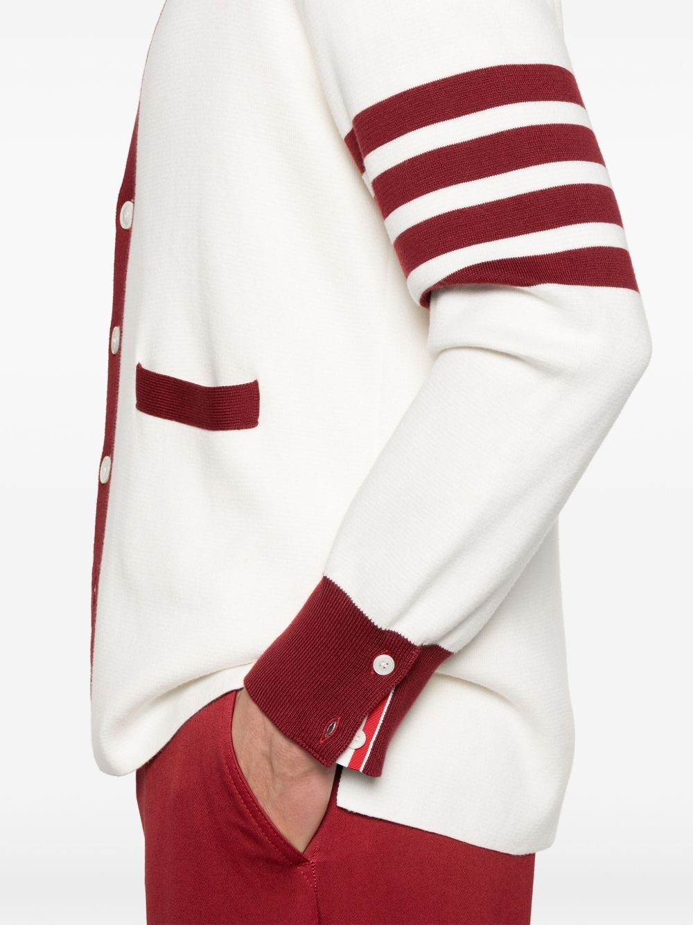 4-Bar stripe cotton cardigan - 5