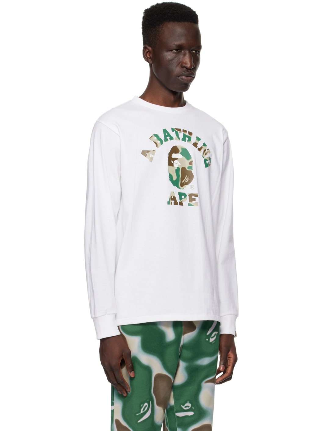 トップス APE Liquid Camo College Long Sleeve A BATHING APE® White Liquid Camo College Long Sleeve T-Shirt