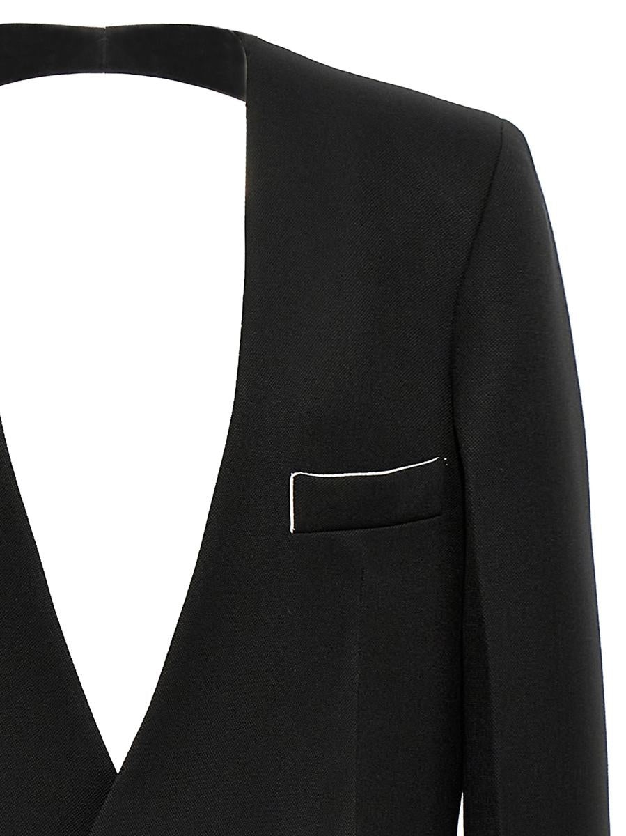 Victoria Beckham 'Shrunken Collarless Open-Back' Blazer - 3